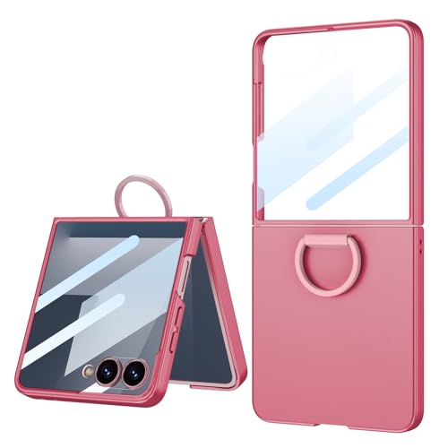 Image of Kapa Ultra Thin PC + D Ring Back Case for Samsung Galaxy Flip7 / Z Flip 7 |with [Inbuilt Glass] Shockproof Slim Hard Protective Cover (Red)