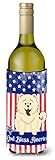 chow chow bianco subito Made in USA Caroline Treasures BB3135LITERK Patriotic usa, Chow Chow bottiglia di vino bianco Beverge isolante Hugger, bottiglia di vino, multicolore