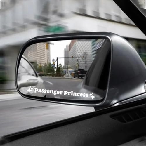 Image of BoAn 3 Pack Passenger Princess Stickers,Rearview Mirror Decal, Vinyl Decal,Car Mirror Decal,Cute Car Sticker(White)