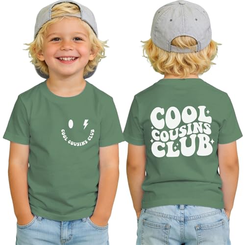 MULOIUDZ Kid Toddler Boys Cousins Shirts Cool Cousins Club T Shirt Announcement Outfit Sibling Reveal Tees Summer Tops(Green 4-5T)