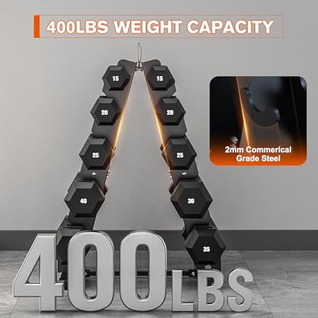 DERACY Dumbbell Rack Stand Only, Heavy Duty A-Frame Dumbbell Storage Rack, 5 tier Steel Dumbbell Holder for Home Gym Space Saver