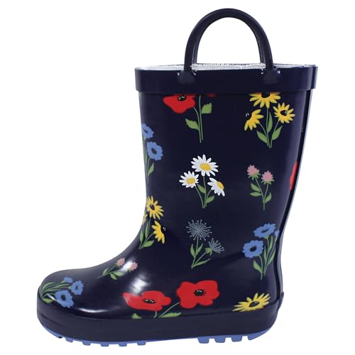 Hudson Baby Infant Girl Rain Boots, Wildflower, 4 Toddler