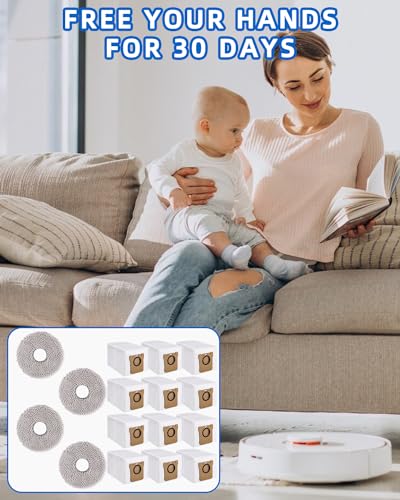 SOBEAU 12 Stück Staubbeutel für Xiaomi X10+ / X20+ & Dreame L10s Ultra /L20 Ultra / L10 Ultra,2,5L großer Kapazität Staubsaugerbeutel Ersatz,Zubehörset Staubsaugerbeutel Ersatzteile
