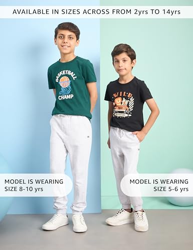 Image of Amazon Brand - Symbol Boys Cotton Rich Stretchable Knit Terry Track Pants Joggers | Age 2-14 Years