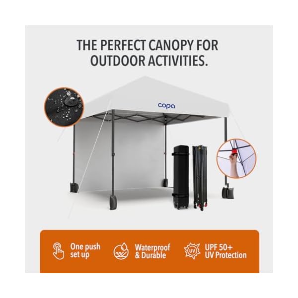 Copa 10×10 pop up canopy tent with sidewalls heavy duty instant setup waterproof windproof shade for outdoor events camping portable collapsible canopy for rain and sun protection royal blue  urban country home decor