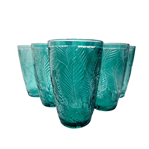 Jogo com 6 Copos, Folhas, Verde, Casambiente