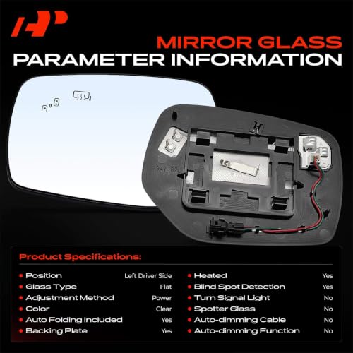 A-Premium Left Driver Side Heated Mirror Glass with Backing Plate - Compatible with Subaru Outback 2015-2017, Crosstrek 2016-2017, Legacy 2015-2017, WRX 2016-2021 - Exterior Side View Flat Mirror by A-Premium - Used condition - Image 3