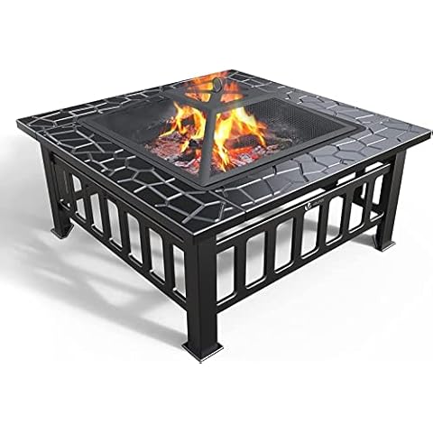 Brasero Exterior VOUNOT 3 en 1 Metal Fire Pit con Protector de Chispas Cover