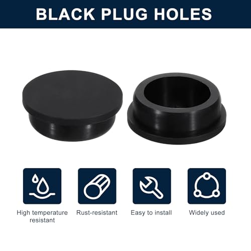 Image of uxcell 2 Pcs Black Plug Holes, Waterproof Rubber Button Plug for 45mm / 1.77 inch Hole