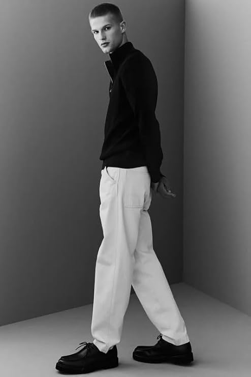 Image of Solid Half Zipper Long Sleeve Winter Wear Pull On Sweatshirt for Mens