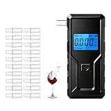 Alkoholtester, Promillemessgerät, Polizeigenau Alkoholmessgeräte mit 20 Mundstücken Blauer LCD-Anzeige Alkohol Tester für Den Einsatz zu Hause Oder Auf Partys