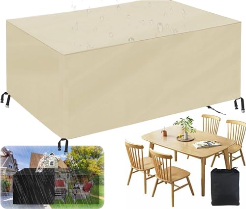 HRSMTY Abdeckung für Gartenmöbel Rechteckige, Wasserdicht 420D Oxford Winterfest Abdeckplane Schutzhülle, UV-Beständiges, Winddicht, Abdeckhauben für Terrasse Sitzgruppe