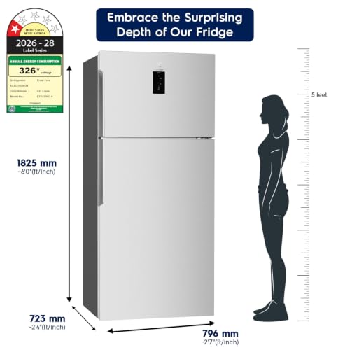 Image of Electrolux 537L 1 Star Inverter Frost Free Double Door Refrigerator, TasteLockAuto & TasteGuard Technology, UltimateTaste 500, ETE5700C-A, Arctic Silver Steel
