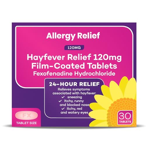 Fexofenadine Hydrochloride 120mg Tablets – Non-Drowsy Allergy Relief for Hay Fever & Itchy Skin – Pack of 30