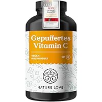 NATURE LOVE® Gepuffertes Vitamin C - Hochdosiert mit 1000mg Vitamin C je Tagesdosis - 365 Kapseln - pH-neutral & gut verträglich - Vegan