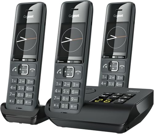 Gigaset Comfort 520A Trio - 3 Schnurlose DECT-Telefone mit Anrufbeantworter- Elegantes Design - Freisprechfunktion - Anrufschutz - Adressbuch mit 200 Kontakten, titan-schwarz [Deutsche Version]
