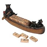 Rivers Edge Products Canoe Dominos Set - Decorative Tabletop Dominoes Set for Adults - Multiplayer Party and Coffee Table Game - Rustic Home Decor for Living Room, Game Room,