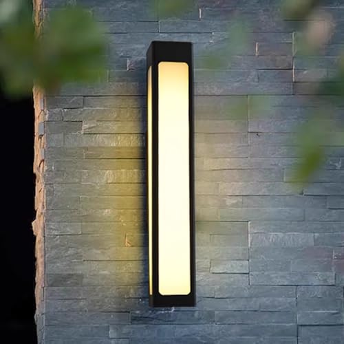 TRIVIDHA Aplique De Pared LED Cuadrado Largo para Exterior De 15,7', Carcasa De Aluminio Negro Mate, 18 W, Luz Cálida De 3000 K, Ideal para Puertas De Entrada, Pasillos, Patios Y Porches.