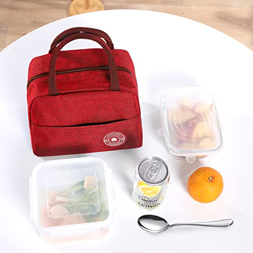 Hubako Small Portable Cute Lunch Bag For Kids, Mini Insulated Children Lunch Box Reusable Student Lunch Tote Bag With Front Pocket For Boys Girls, Durable Lunchbag For School Picnic Office Work (Red) #TOP5