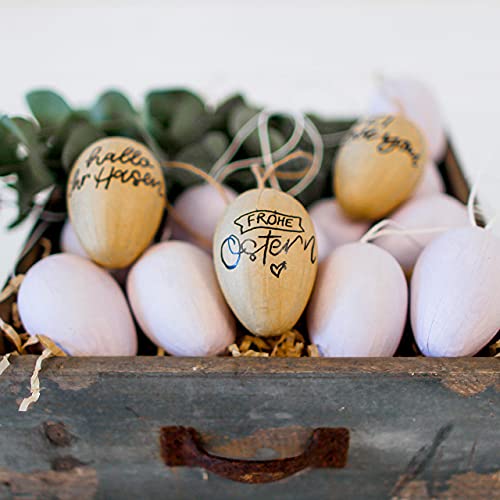 Papierdrachen 12 braune Ostereier aus Pappmaché | Klassische Osterdekoration für Zweige und Ostergestecke | Eier zum Bemalen und Beschriften 4x6 cm | Ostern