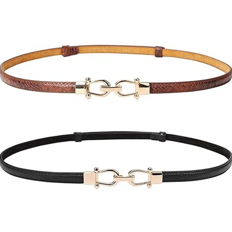 Leather Skinny Belt for Women – Adjustable, Lightweight, Foldable Design with Metal Buckle – Accentuates Dresses and Jeans, Ideal for Stylish Daily Looks or as a Thoughtful Gift(Brown)3
