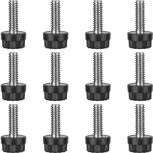 Adjustable Furniture Levelers Screw Stainless Steel Screw Leveling Feet 1/4" Threaded Screw Table Levelers Chair Levelers Furniture Feet For Table Chair Cabinet Furniture Legs-12 Packs Small #TOP8