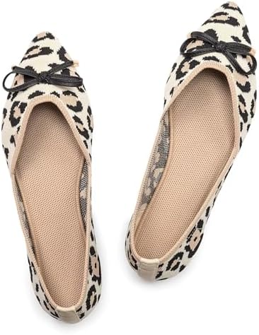 Frank Mully Flache Damenschuhe, Klassische Flache Schuhe mit spitzer Zehenpartie, gestrickte Abendschuhe, weiche Flache Schuhe für Damen, bequem und elegant