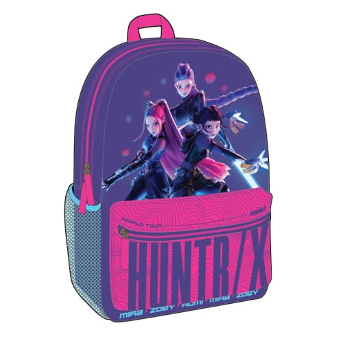 K-Pop Demon Hunters Huntrix - Mochila de bolsillo, bolsa oficial para escuela y viaje con bolsillo frontal con cremallera