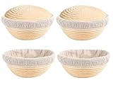 Banneton Bread Proofing Basket Set Of 4Pcs 6 Inch Mini Round Sourdough Dough Proofing Bowls For Sour Dough Bread Baking Supplies, Small Banneton Proofing Basket For Home Sourdough Bakers