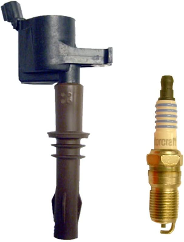 1 7805-1166 Brown Boot Ignition Coil + 1 OEM Spark Plug For 2009-10 Ford F150 Compare to DG-521 SP413