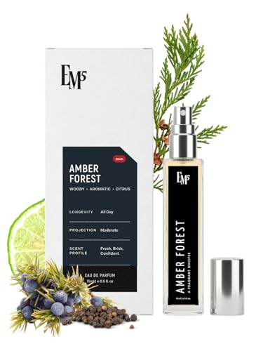 Image of EM5 Amber Forest Perfume for Men | Amber Woody Warm Spicy Smoky Fragrance | Eau de Parfum Spray | Luxury Gift for Him | 15ml