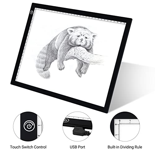 Rtjoy A4 Led Light Pad, Usb Powered Drawing Board, Adjustable Brightness Tracing Box Ideal For Diamond Painting, Weeding Vinyl, Viewing Slides, Stenciling, Embossing, Quilting Stencils (Black) #TOP4