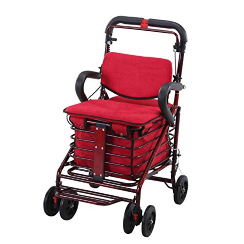XCSZWTY - XCSZWTY Chariot à provisions Chariot en Acier au Carbone, Caddie Pliant de qualité supérieure avec Roue pivotante et Sac en Flanelle Utilitaire Vieux Chariot à Quatre Roues Poussette âgée