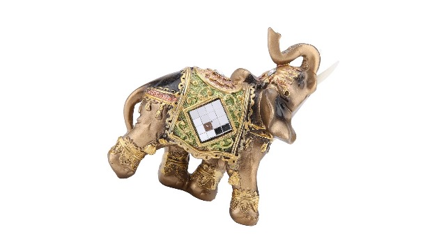 Goldene Elefantenstatue Aus Harz – Glücksbringer Für Zuhause & Büro