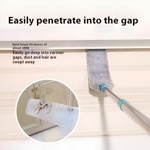 Image of Gap Cleaning Duster with Extendable Handle (Up to 150 cm) - Flexible Microfiber Dust Cleaner for Under Bed, Sofa, Fridge & Narrow Spaces - Washable Flat Dust Mop for Home Cleaning
