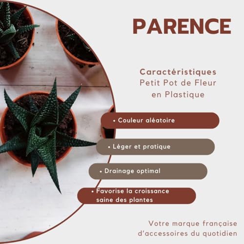 PARENCE.- Set mit 2 kleinen Blumentöpfen aus Kunststoff – Ø 12 cm – leichte und Starke Töpfe ohne Abflussloch – ideal für Setzlinge, Stecklinge, Zimmerpflanzen – zufällige Farbe