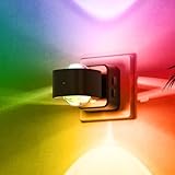 LOHAS-LED Nachtlicht Steckdose mit Dämmerungssensor, 180° Drehbarem Stecker, 11 Farben RGB & Bernstein, Steckdosenlicht für Weihnachten Geschenk Kinderzimmer Dekoration, Party, Schlafzimmer, 1 Stück