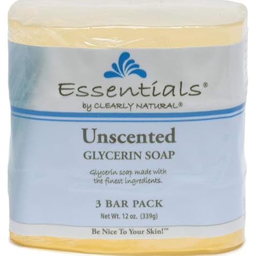 CLEARLY GLYCERIN Bar Soap, Unscented, 4 Ounce, Pack of 3