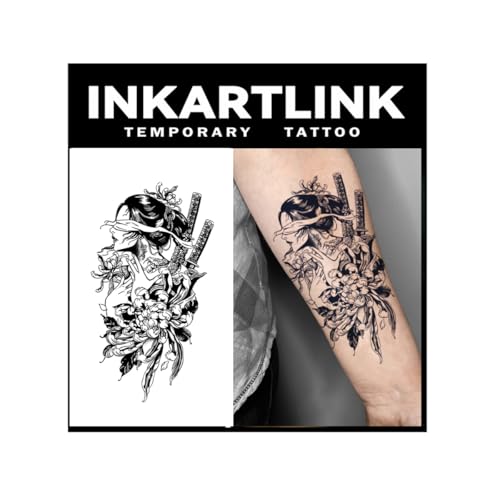 INKARTLINK Warrior Woman Body Tattoos, 2 Sheets, Semi Permanent Style