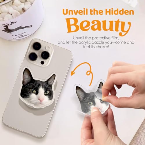 Kaulipoa Custom Pet Photo Phone Grip, Personalized Acrylic Socket with Your Dog or Cat’s Picture, Cute Phone Holder for Hand, Stand for Kindle, Unique Gift for Animal Lovers 2″-Adhesive - Image 6