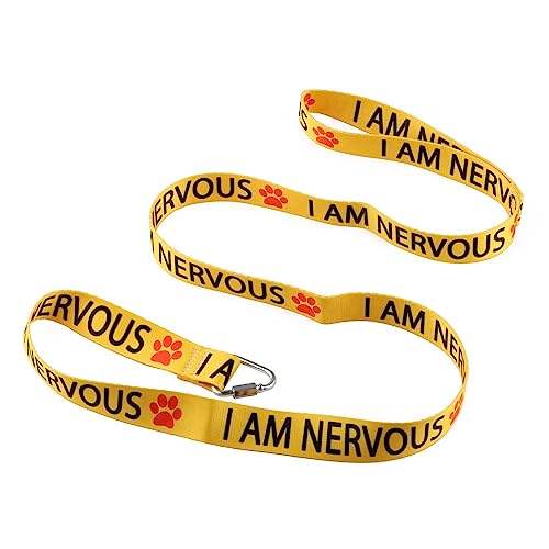 LEVLO Funny Dog Leash - I Am Nervous - Cat & Dog - 59 Inch - Polyester - Yellow, I Am Nervous-YE