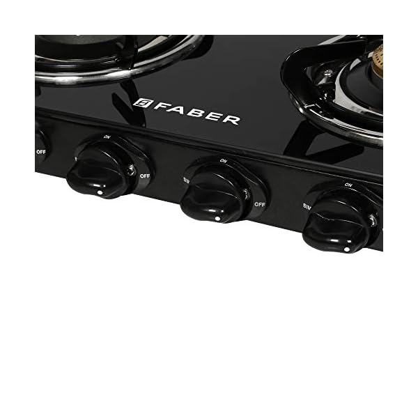 Faber Gas stove 4 Burner Glass Cooktop (Grand 4BB BK) Manual Ignition