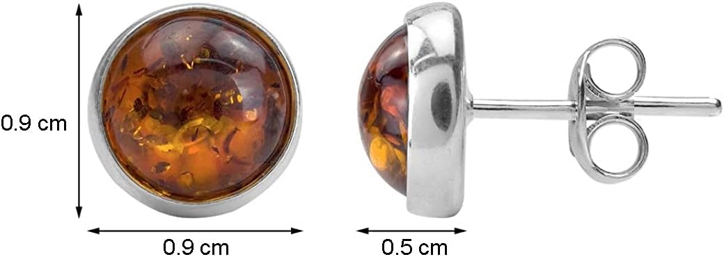 Ian and Valeri Co. Honey Amber Sterling Silver Round Stud Earrings