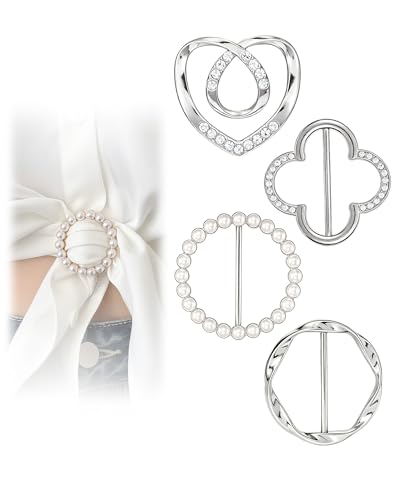 Image of 4PCS Scarf Ring Clips for Women Shirt Clips to Tighten Fashion Accessories