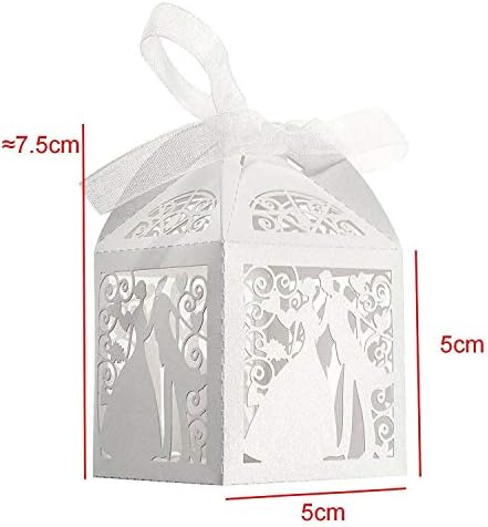 JZK® 50x Pearly White Paper Gift Boxes for Wedding Favors Chocolates Candies,for Wedding Banquet Birthday Hen Party Engagement Party