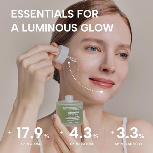 Whamisa Organic Cactus Bouncy Serum, 48 hrs Inner Skin Moisture, 72 hrs Hydrating and Moisturizing, Fermented Ingredient Formula, Facial Ampoule, Korean Skin Care (52ml)