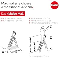 Hailo L100 Topline Alu-Sicherheits-Stehleiter - 8 XXL-Stufen bis 150 kg - Stehleiter mit ausziehbarem Haltebügel, Plattformverriegelung - viel Zubehör - klappbare Aluleiter Made in Germany - schwarz – Ansicht 5