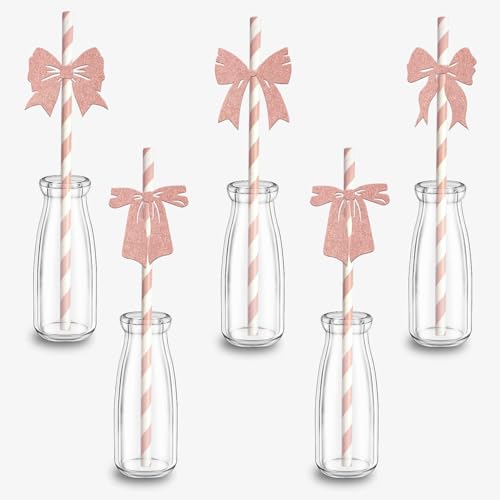 24 pitillos desechables con lazo dorado para fiesta miniatura 1