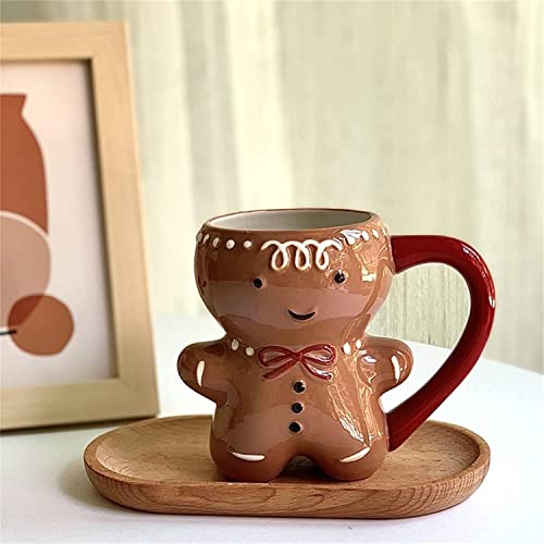 Tasse à Café en Pain d'Épices - Bonhomme de Noël en Céramique, Mignonne Tasse de Dessin Animé pour Thé, Café - Cadeau Amusant pour Famille et Amis