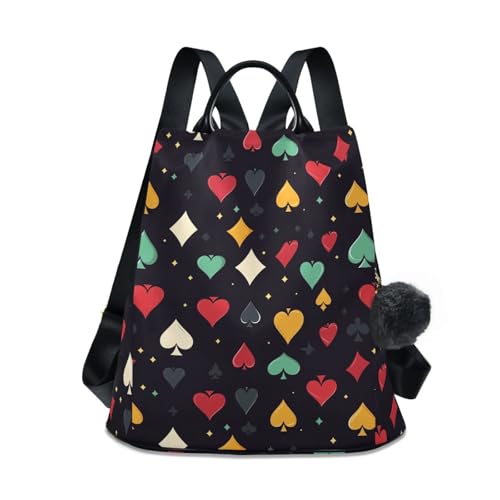 Image of Fustylead Abstract Colorful Poker Symbol Backpack Purse for Women Anti-theft Backpack Purse Travel Daypack